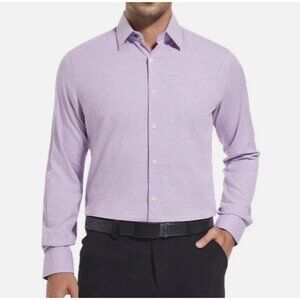 NEW Duchamp Men's 18 XXL Purple Checkered Dress Shirt Cotton Stretch Long Sleeve